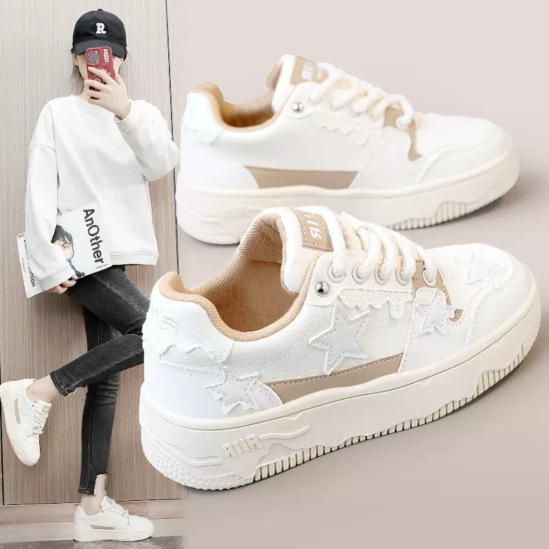 XY-A85新款女鞋2024春秋韩版透气增高厚底老爹鞋休闲单鞋小白鞋