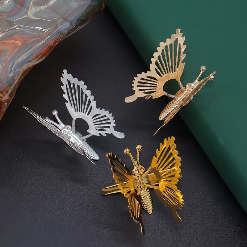 Stereo Hollow Spring Butterfly Wings Moved Butterfly DIY Antique Hanfu Hair Hairpin Headwear Electroplated Hairpin Accessories