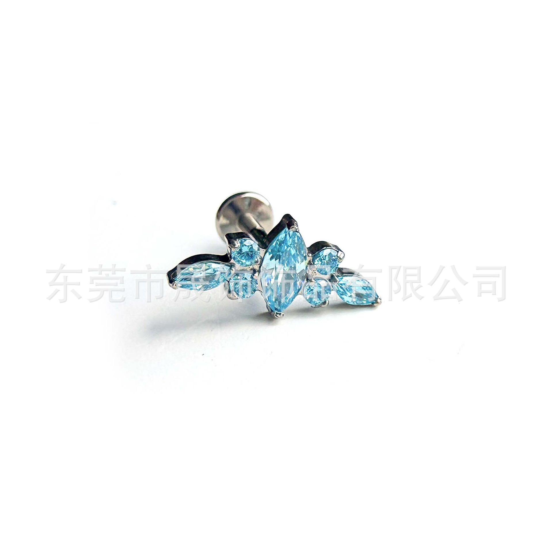F136 Titanium 马眼 Cubic Zirconia Ear Stud G23 Implant Grade Titanium Internal Thread Cubic Zirconia Labret Stud 人体 Piercing Jewelry Accessories