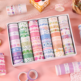 Wheat youth New 60 rolls and paper tape suit gift box creative Korean cartoon journal material and paper sticker