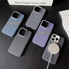 全包iPhone16手机壳凯夫拉纹磁吸苹果15promax碳纤维纹防摔保护套
