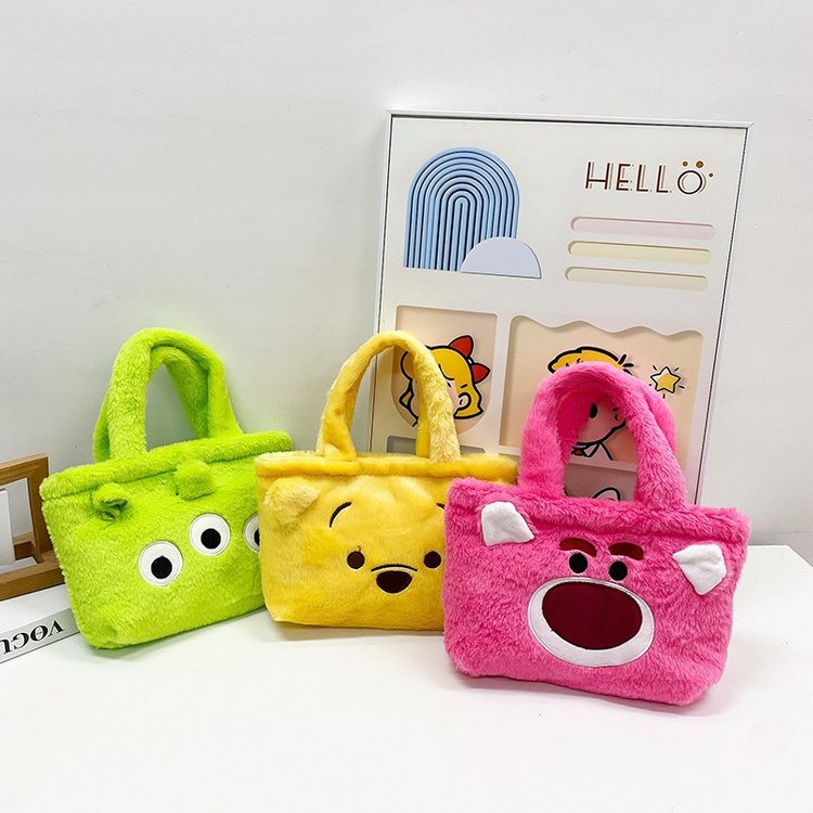Strawberry Bear Girl Cartoon Fluffy Handbag Cute Little Girl Gift Claw Machine Cartoon Bag