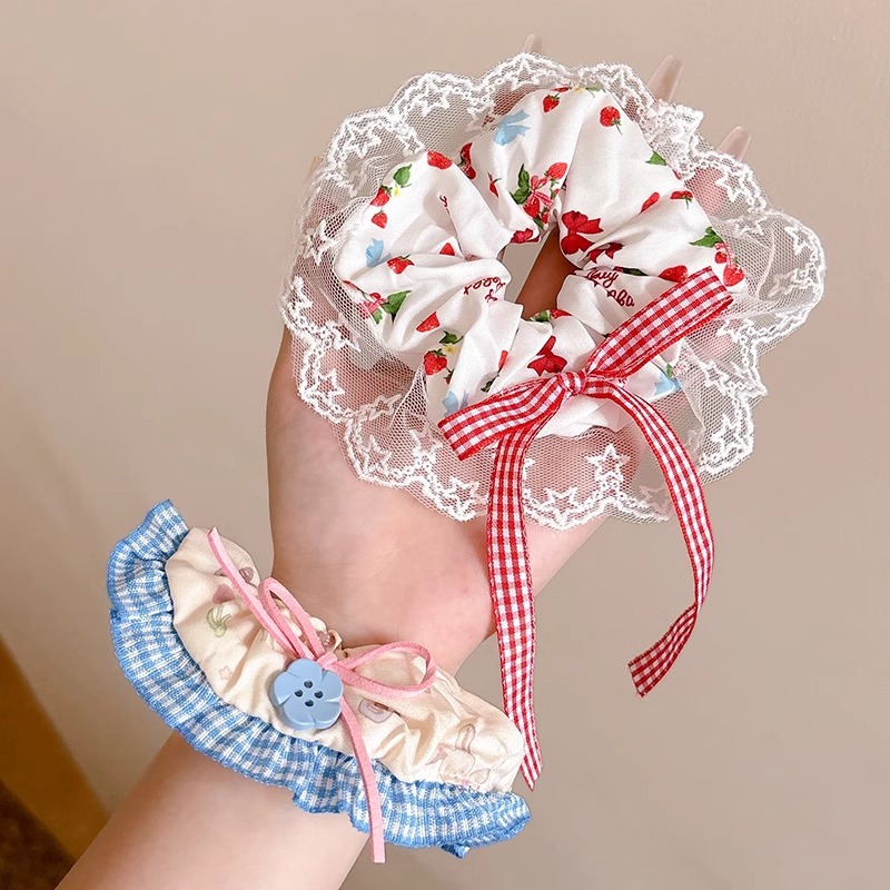 Niños super仙es encaje borde anillo de cabello 2025 nuevo estilo de alta calidad sensación de cabello de cordón de goma de alta elasticidad tocado duradero