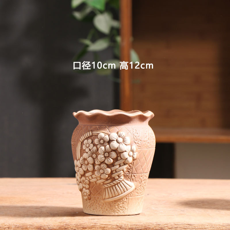 Nuevo producto pila antigua maceta de carne cerámica precio especial balcón doméstico arcilla de cerámica cerámica pequeña olla de cerámica especial liquidación al por mayor