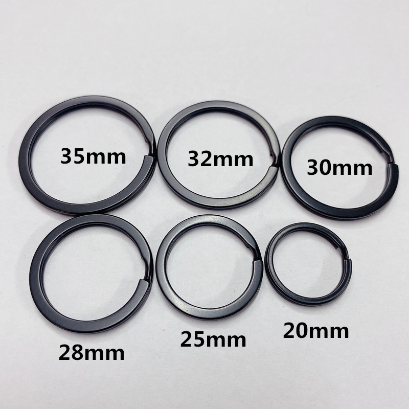 Factory Direct Supply Black Flat Key Ring Key Ring All Black Keychain Electrophoresis Black Key Chain
