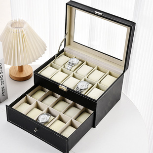 Black Watch Box Watch Bracelet Storage Display Box Cross-Border Wholesale Business Men's Gift Gift Watch Box