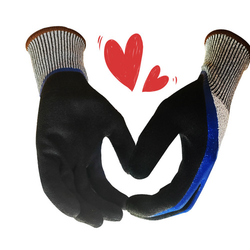 Workplace labor protection gloves, nitrile rubber dipped, wear-resistant, waterproof, anti-slip, for working on site.