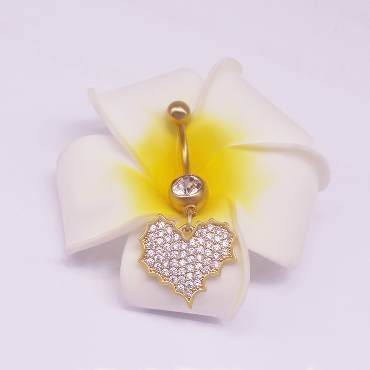 Heart Shaped Butterfly Belly Button Ring With Rhinestones_voghion.com
