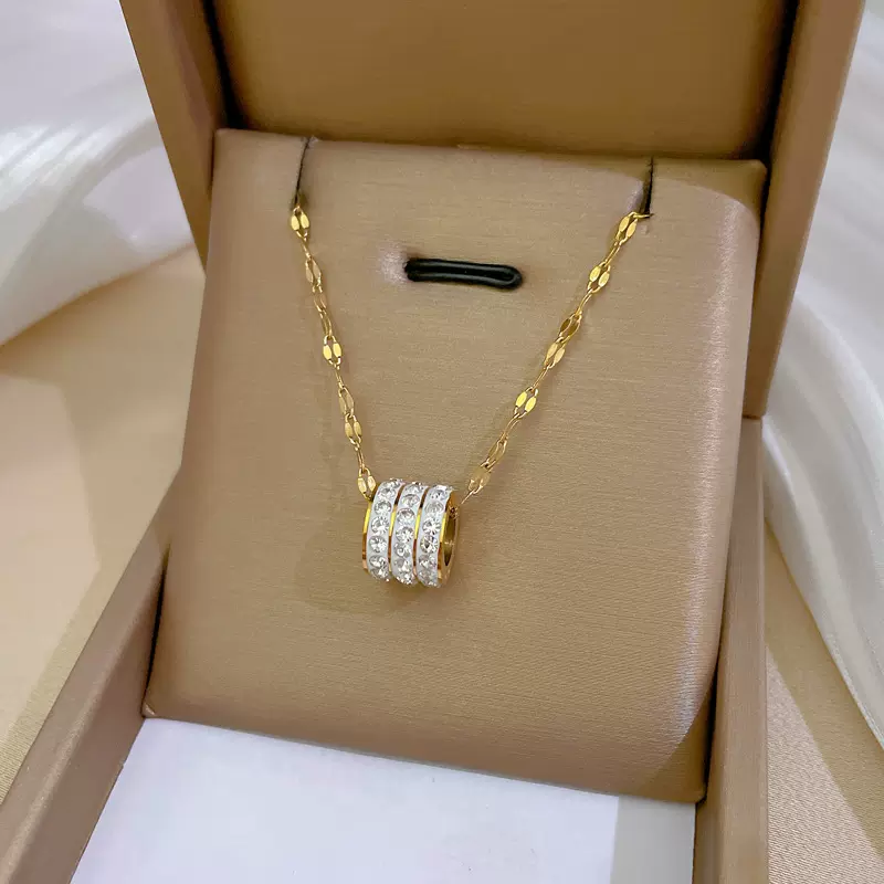 【通体钛钢】三环小蛮腰个性极简风炉内真金项链女ins网红锁骨链