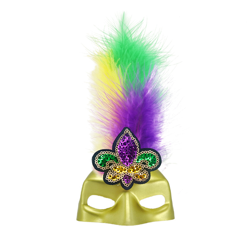 Nuevas máscaras de gatos transfronterizas, pilares, plumas tricolores, fiesta de carnaval brasileño, dibujos animados, props para mascotas