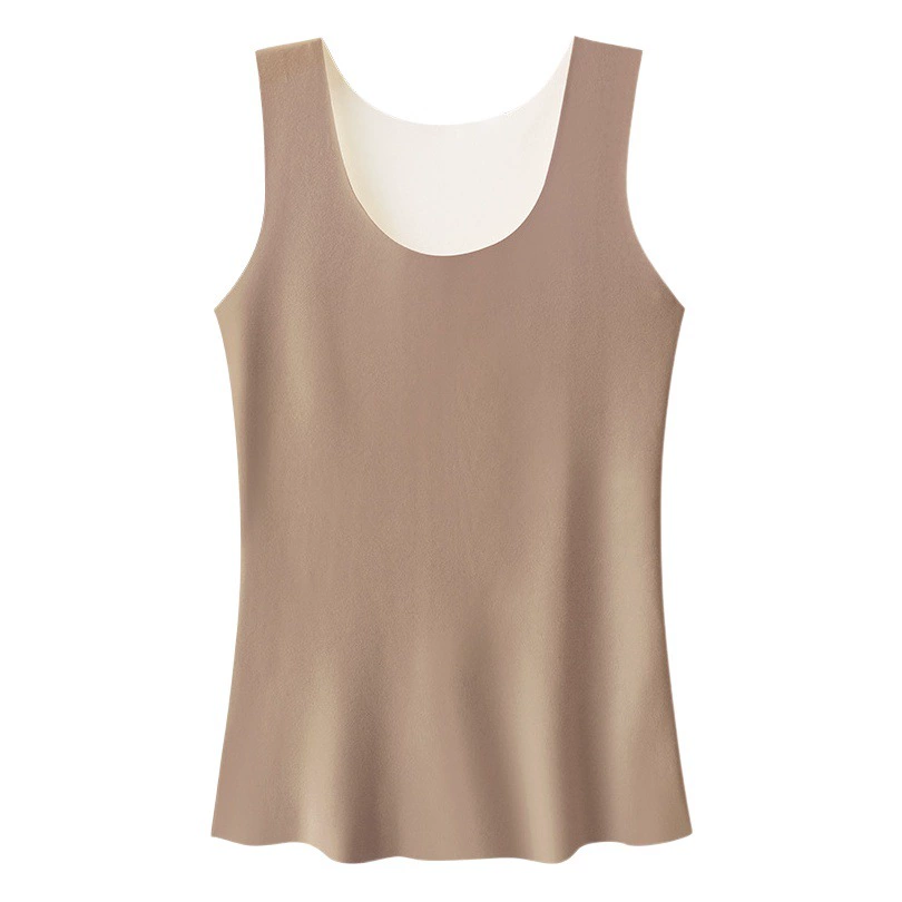 Теплый бархатный жилет-белье для женщин, утолщенная зимняя нижняя одежда, бесшовный базовый слой, саморазогревающийся универсальный бархатный материал.