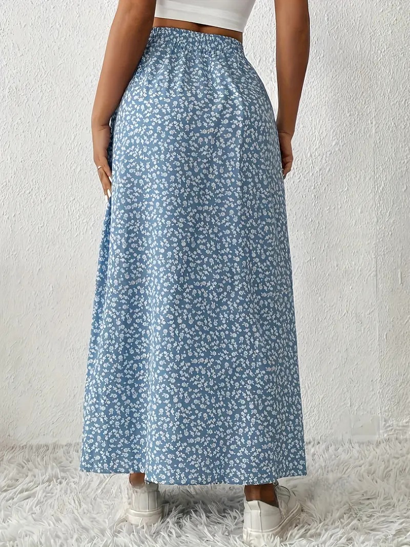 Vintage For Spring Summer, European And American TK Women's New Style, Waist-Cinching Printed Long Skirt With_ecoleips.com
