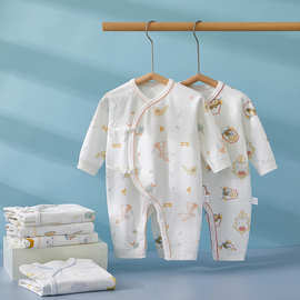 新生儿婴儿衣服春秋装纯棉蝴蝶衣和尚服宝宝连体哈衣爬服长袖冬季