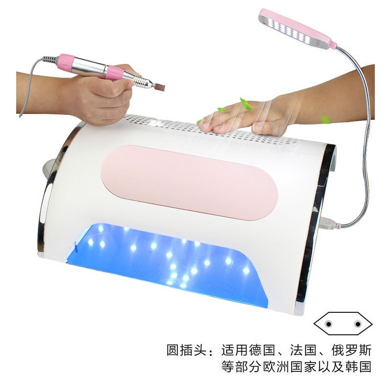 Máquina de pulir de uñas multifuncional de estilo japonés aspiradora de iluminación Cuatro en Uno de alta potencia almohada de mano amoladora de uñas para manicura