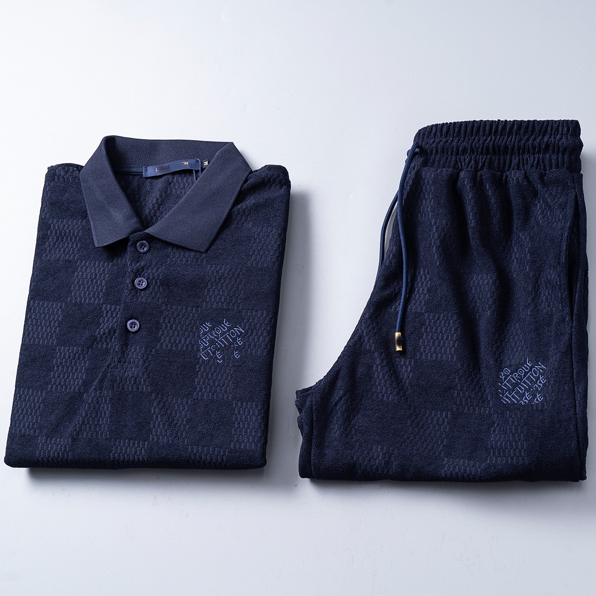 Cross-border versión correcta polo manga corta set de collar de verano clásico toalla de hombre bordado casual Europa y América explosión