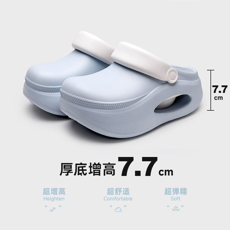 7.7cm Thick-Soled Height-Increasing Clogs for Women to Wear Non-Slip Thickeneded Eva Slippers Summer Breathable Chef Shoes