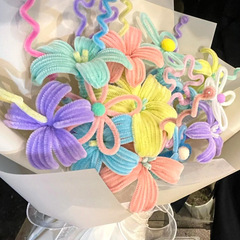 馬卡龍扭扭棒花束手工diy材料包鬱金香捧花加密毛根團建活動道具