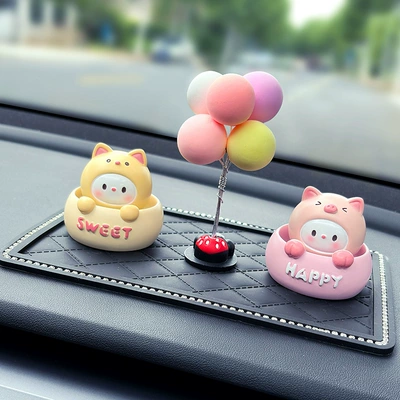 Head Animal Dolls, Car Interior – Car ornaments - cheese-meow-pink-piggy-mini-colorful-balloon-ornaments-small-diamond-inlaid-cushion