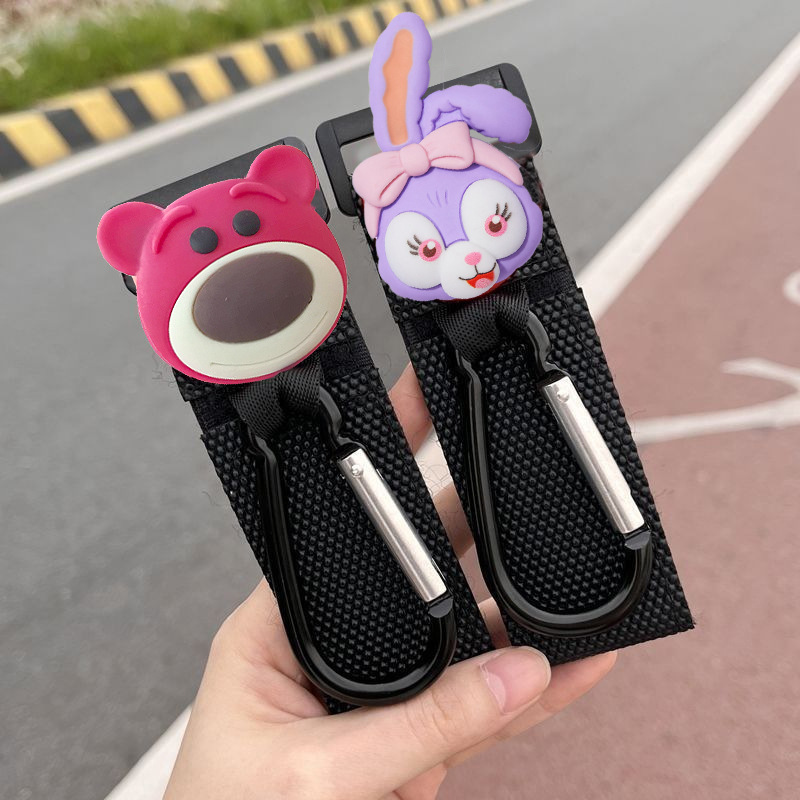 Coche eléctrico de dibujos animados gancho cerradura frontal universal sin perforaciones lindo dibujos animados multifunción bicicleta bolso pesado