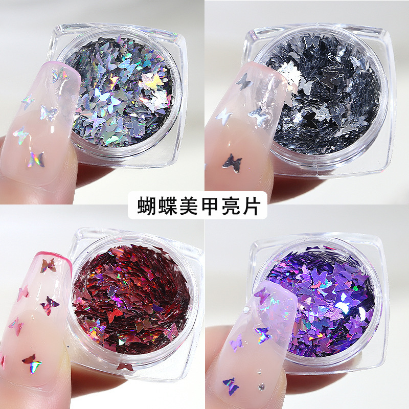 Super Flash Butterfly Sequins Nail Art Jewelry Wholesale Laser Magic Color silver Butterfly Ultra Thin Nail Patch Internet Celebrant Explosions Super Flash Butterfly Sequins Nail Art Jewelry Wholesale Laser Magic Color silver Butterfly Ultra Thin Nail Patch Internet Celebrant Explosions