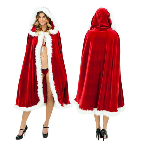 Female Santa Outfit Christmas Costume Adult Cloak Performance Costume Santa Clau
