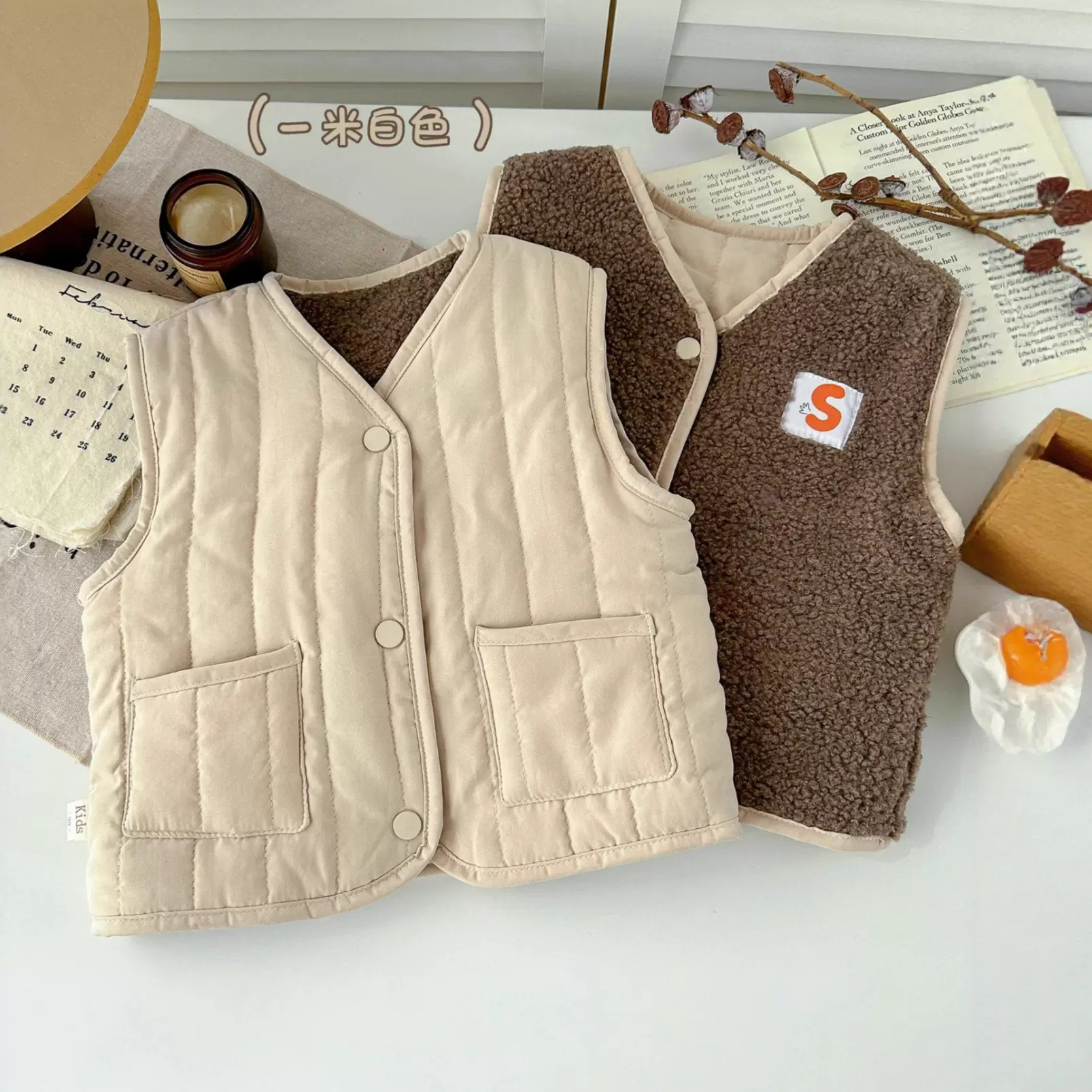 新款儿童马甲羊羔绒男女童双面保暖马甲宝宝加厚背心加绒内搭外穿