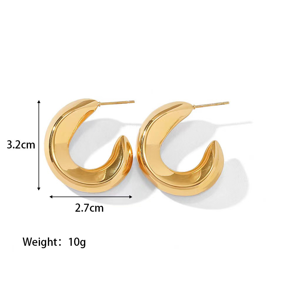 1 Paar Mode Einfarbig Überzug Rostfreier Stahl Vergoldet Ohrringe display picture 3