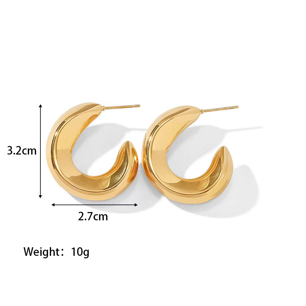 1 Pair Fashion Solid Color Plating 304 Stainless Steel 18K Gold Plated Earrings display picture 3