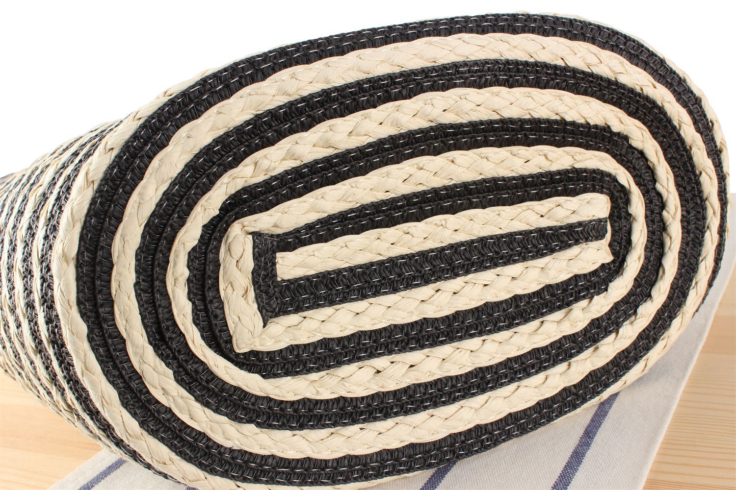 Women's Large Paper String Stripe Vintage Style Beach Weave Zipper Straw Bag display picture 13