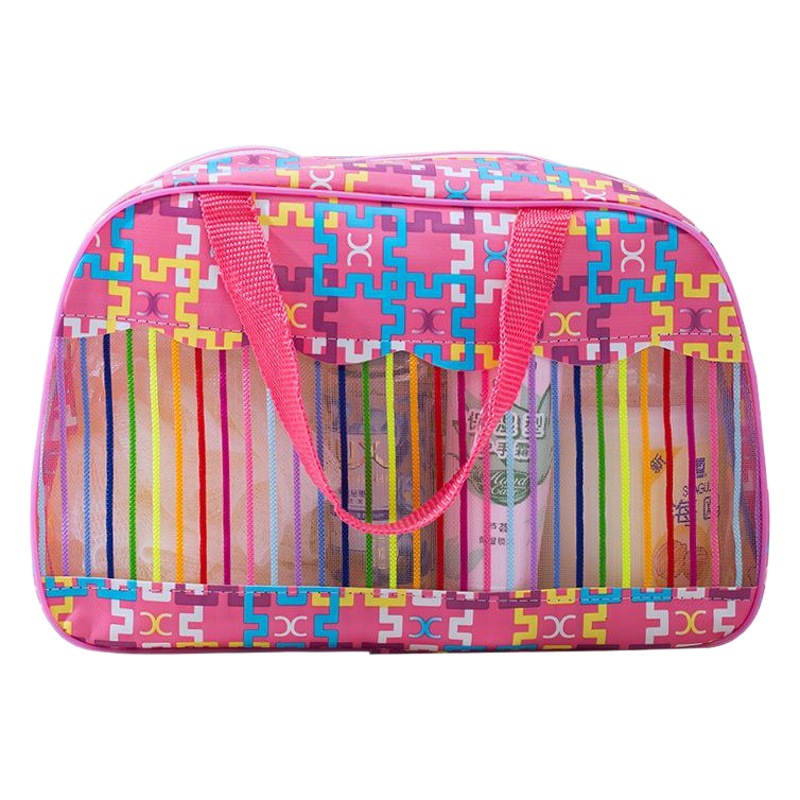 Suministro directo de fábrica gran capacidad color raya patrón lavado portátil de almacenamiento portátil PVC bolsa de cosméticos suministro directo de fábrica