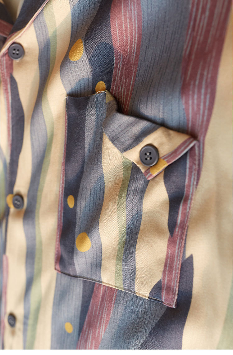 Title 3, Retro Oil Painting Striped Pajama Set