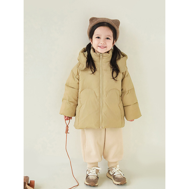 Qiuduo lindas lindo dibujos animados cálido algodón acolchado chaqueta 2024 invierno nuevos niños de estilo coreano Chaqueta de algodón acolchado bebé Chaqueta de algodón acolchado grueso