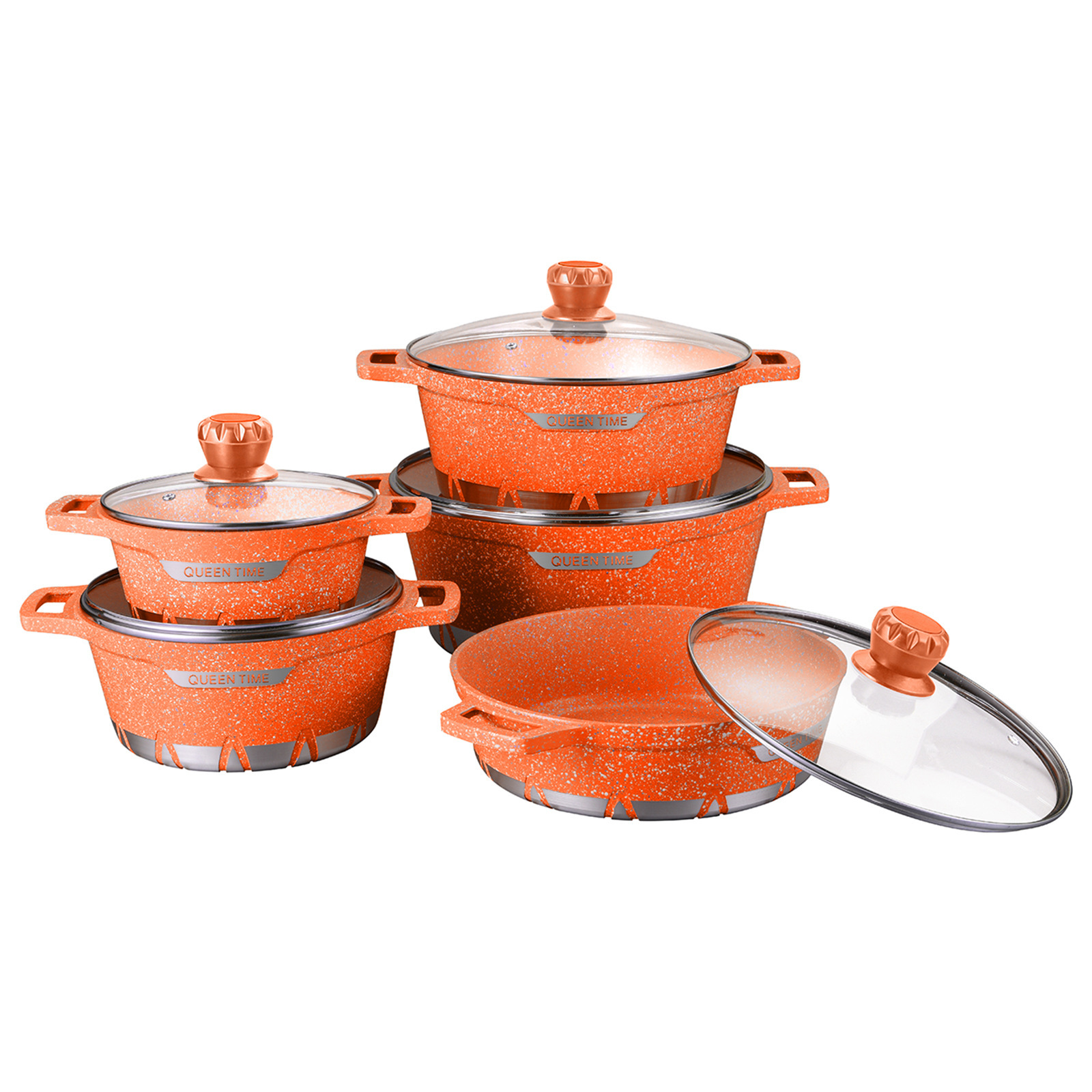 Olla de sopa transfronteriza de fundición a presión olla antiadherente estofado olla traje 10 piezas olla de aluminio conjunto de 10 piezas