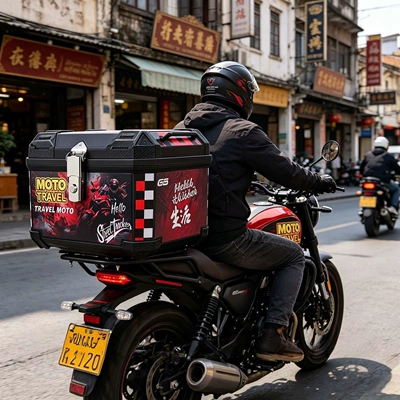for small motorcycles and scooters, and can | Motorcycle trunk - 48l-red-standard-edition-base-installation-kit