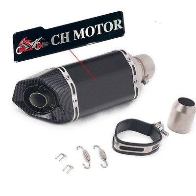 Manufacturer's Small Hexagonal Exhaust Pipe Modification for Motorcycles and Scooters, Suitable for Fuxi, Yongyuan, Chunfeng, and Ninja Models (Exhaust pipe) - a-short-hexagonal-round-tail-black