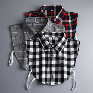 Fake collar men's cotton plaid shirt square collar autumn and winter workwear men's professional formal suit pointed collar fake collar