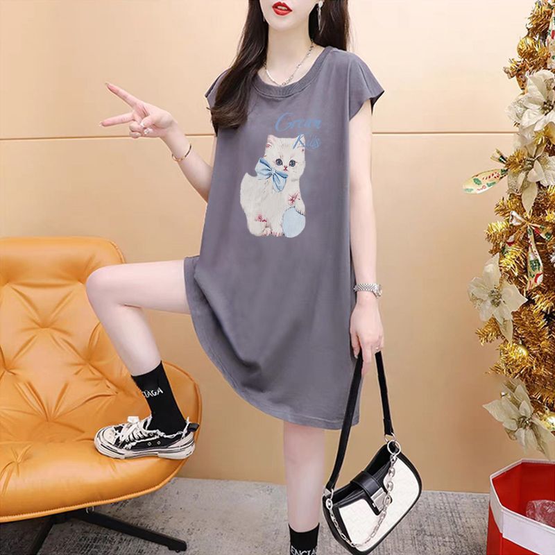 Chic Hong Kong Style Pure Cotton Sleeveless Vest T-Shirt for Women 2025 Summer Plus Size Loose Fit Slimming Butt-Covering Top