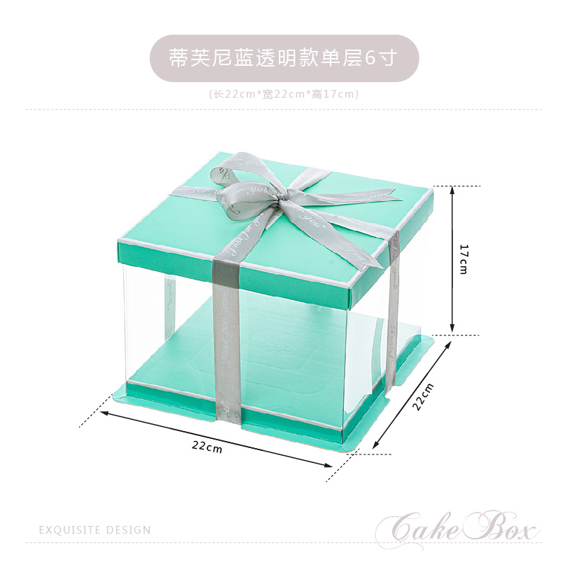 Caja de caja de caja de pastel de cumpleaños transparente de celebridades de Internet 4 4 6 6 8 8 10 pulgadas 12 embalaje de pastel de elevación de doble capa simple