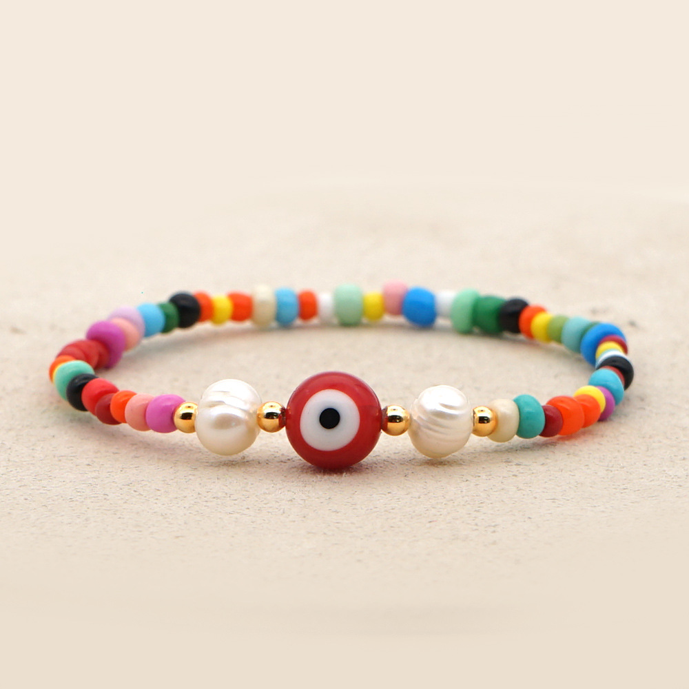 Bohemian Style Pearl Red Demon Eye Bracelet Wholesale display picture 1