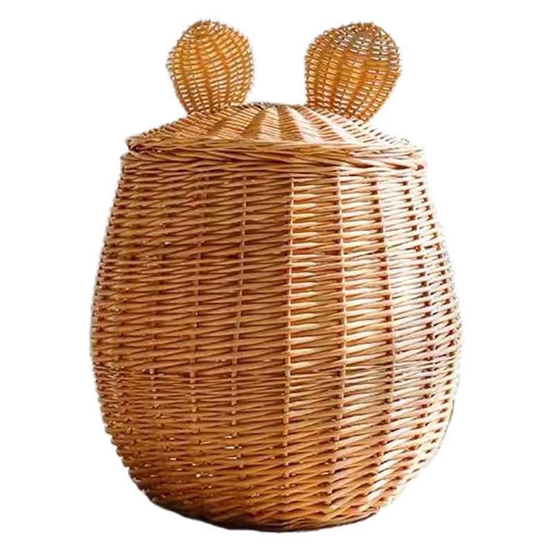 Transfronterizo nórdico tela de caña tela de mano cubierta canasta Mickey Mouse decoración del hogar canasta de ropa sucia