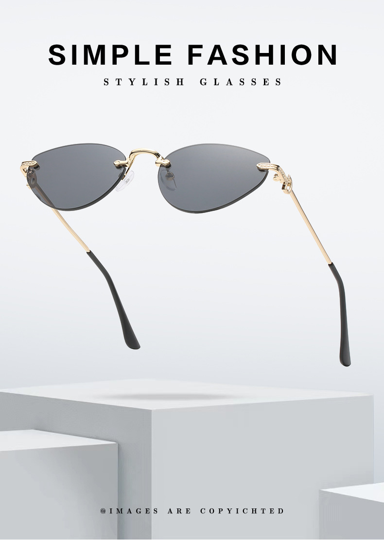 41g Weight Frameless Glasses Structure Sunglasses Classification Ac, UV400 Protection Lens Material Cat Eye Glasses Style Holiday, Outdoor Occasion Solid Color Pattern All Seasons Season Unisex Gender Casual Style Casual Solid Color Ac UV400 Protection Cat Eye Frameless Women's Sunglasses 2