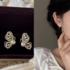 Mosquito coil, ear clips, advanced retro earrings, zirconium, no pierced ears, high-quality style