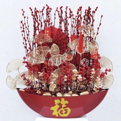 New blessing bucket flower bucket New Year's Eve flower pot wholesale red flower arrangement bucket 2024 creative flower arrangement pot large mouth flower pot