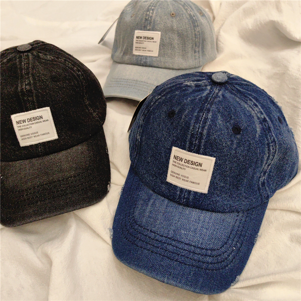 Japanese fashion retro washed distressed patch denim cap outdoor sports leisure sun protection sunshade baseball cap