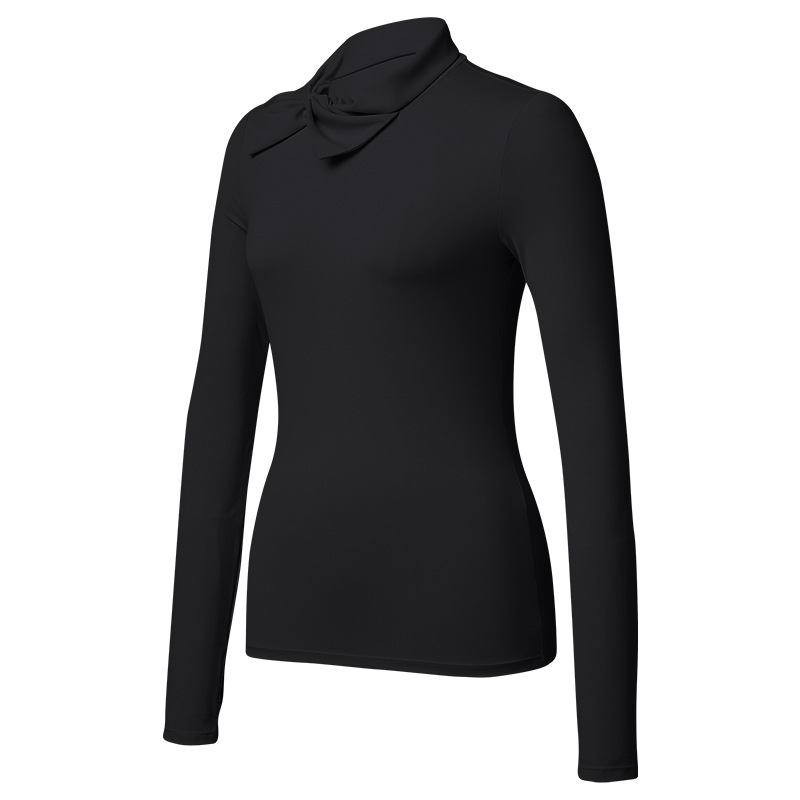 T-shirt de cuello alto y manga larga, camiseta deportiva de mujer, camiseta de golf delgada, camiseta de base transpirable