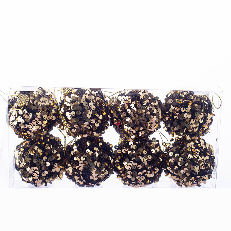 6 cm8/pcs franela negro lentejuelas doradas decoración del árbol de navidad de espuma bola de navidad festival de navidad centro comercial bola colgante