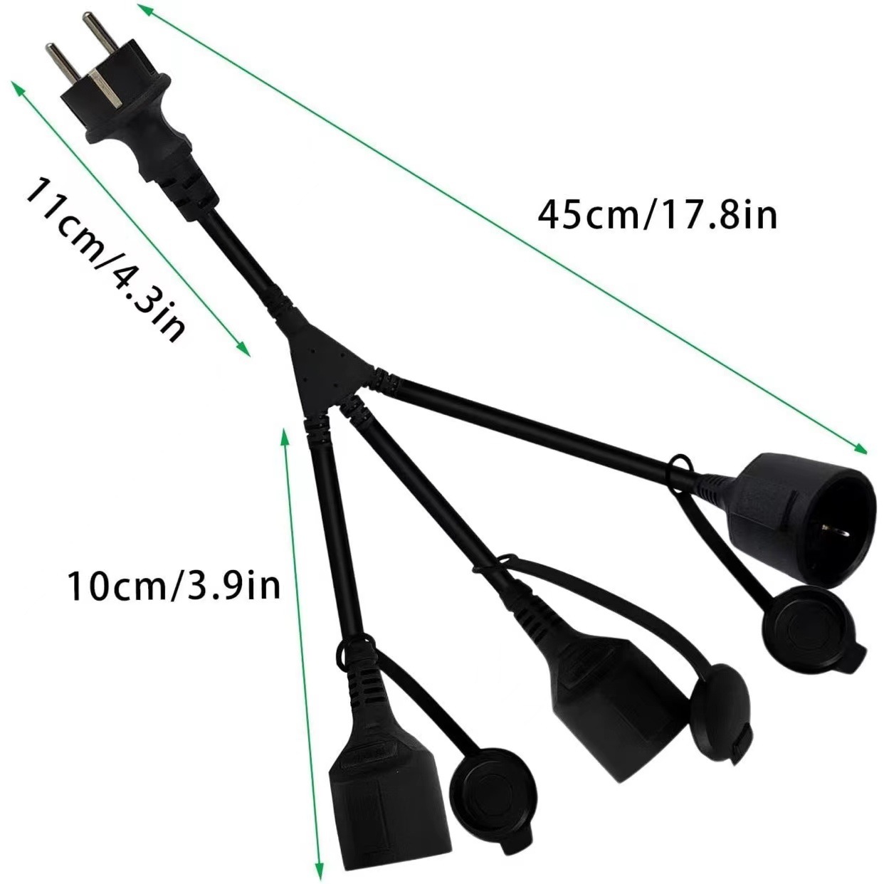 工厂直销欧规一分三防水插头 欧规链接线 德式母插 一拖二电源线