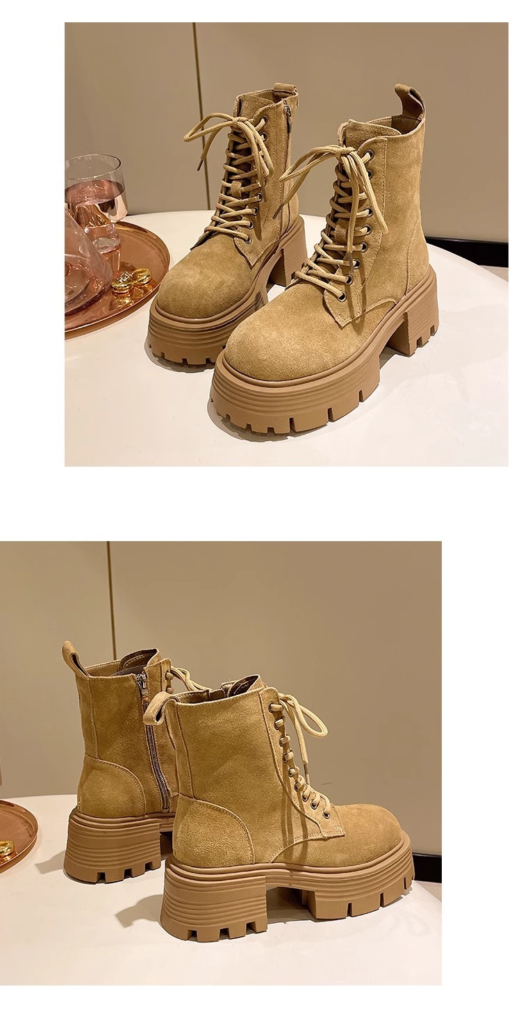 Women's Platform Ankle Boots British Style Thick Heel Autumn Winter_voghion.com
