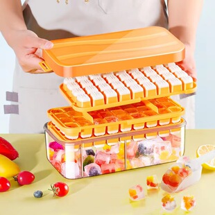 Household Ice Box Frozen Ice Cube Ice Cube Mold Ice Cube Ice Maker with Lid Ice Storage Box Press Silicone Ice Cube