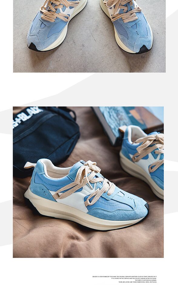Giày sneaker nam phối màu , nhẹ thoáng khí, đế bệt — màu xanh, màu xám chi tiết 16